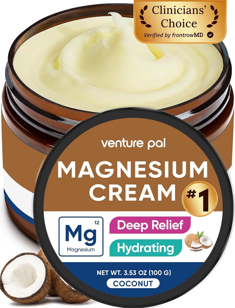 Venture Pal Magnesium Lotion, Topical Magnesium Cream, Leg & Muscle Relaxation with Coconut Oil, Shea Butter & Hyaluronic Acid, Safe for Kids - Image 1